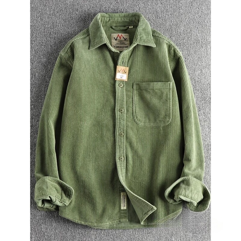 Spring and autumn~warm corduroy washed long-sleeve men's shirt American style versatile trendy single-pocket shirt jacket Spring and autumn~warm corduroy washed long-sleeve men's shirt American style versatile trendy single-pocket shirt jacket