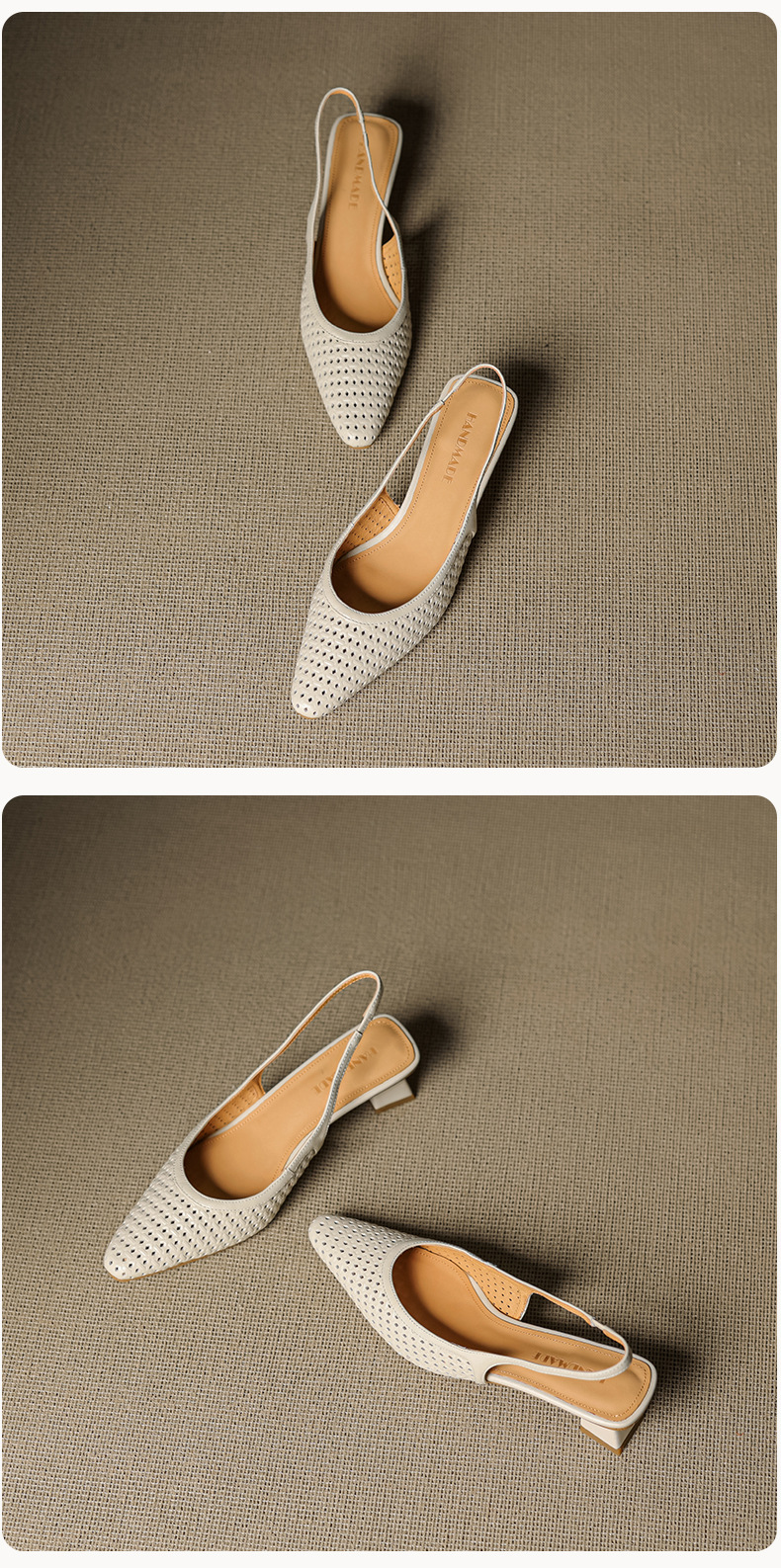 Sandal nữ da bò dệt mũi kín gót thô cao 6 cm phong cách công sở — đen chi tiết 27