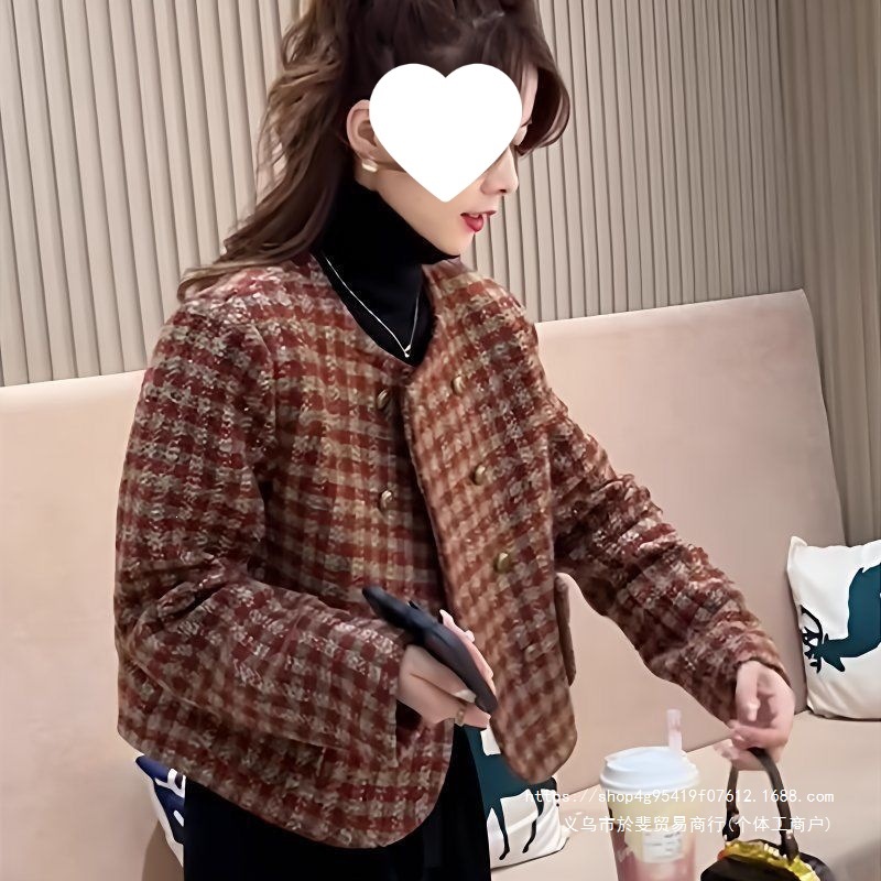 2026 Spring Chanel-style Plaid Jacket, Fashionable Long-Sleeved Short Slim Fit, Elegant New Style for Young and Middle-Aged Women