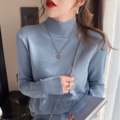 Women's Sweater with Round Neck, Loose and Easy to Wear, Half High Neck Knitted Underwear, New Style in 2025, Soft Top 