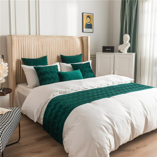 Nordic Simple Solid Color Dutch Velvet Geometric Wave Pattern Double-Sided Available Hotel Homestay Model Room Bed Flag Bed End Towel