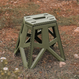 Outdoor Foldableable High Square Stool Plastic Satchel Hand Stool Camping Style Barbecue Fishing Leisure Multi-Purpose Bench