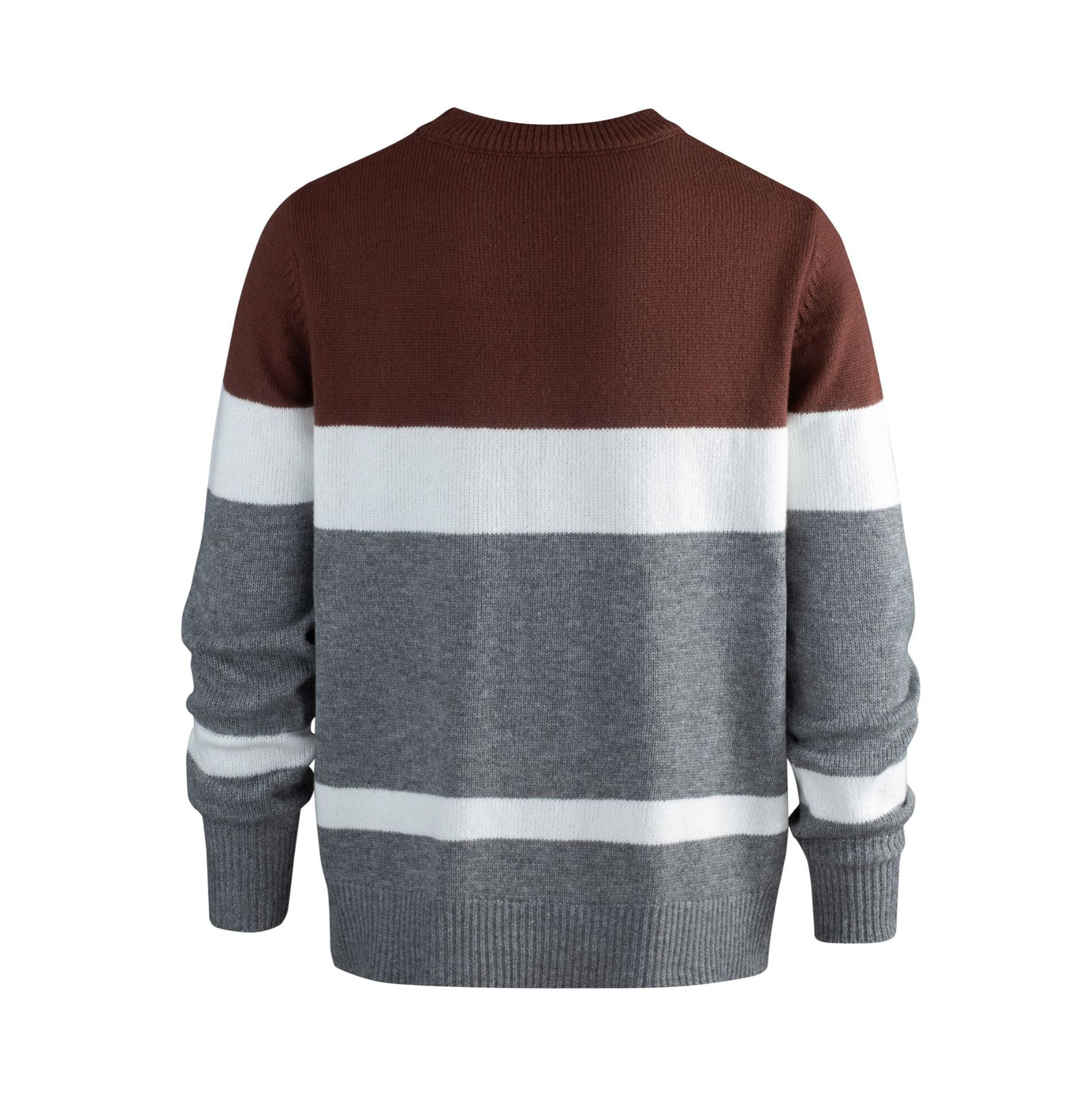Herren-Strickpullover mit Farbblock-Design, Retro-Zopfmuster, langärmelig, Rundhalsausschnitt, für warmes Freizeitoutfit im Herbst und Winter_voghion.com