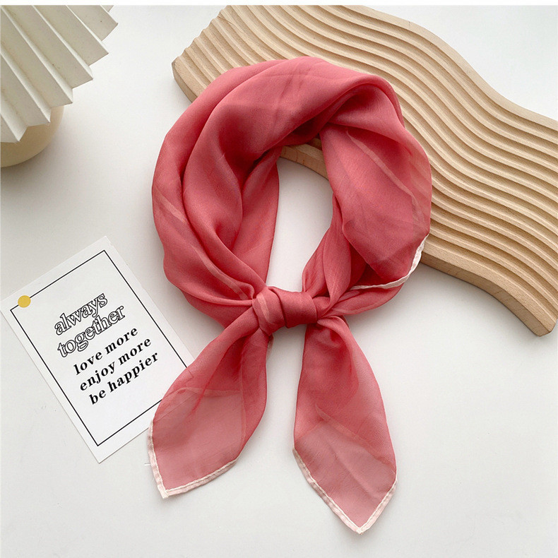 Solid Colour Silk Scarf For Women Soft Square Neck Scarf Stylish_voghion.com