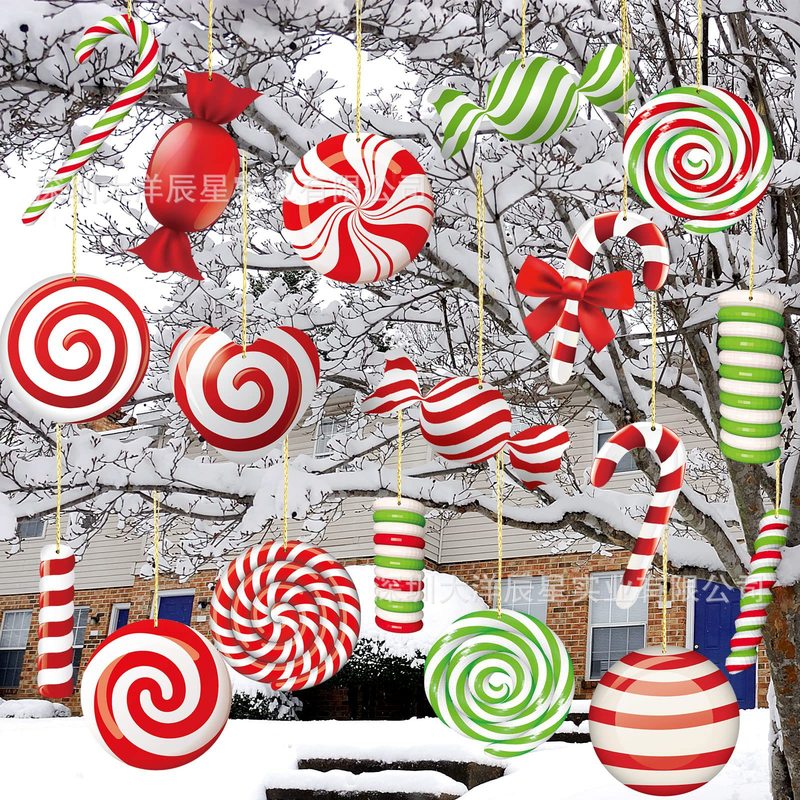 クロスボーダー新型クリスマスペンダントクリスマスボールキャンディー松葉杖屋内外クリスマスツリーペンダント芝生ガーデン装飾品|undefined