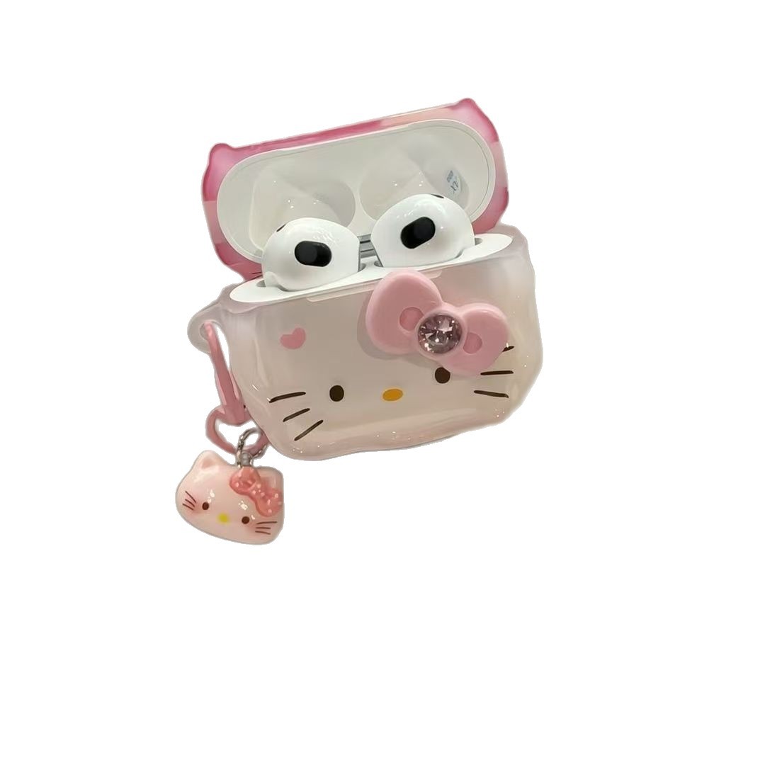 Ins adorable Kitty rosa para Airpods 4 cubierta de auriculares Apple Bluetooth pro3 estuche de auriculares