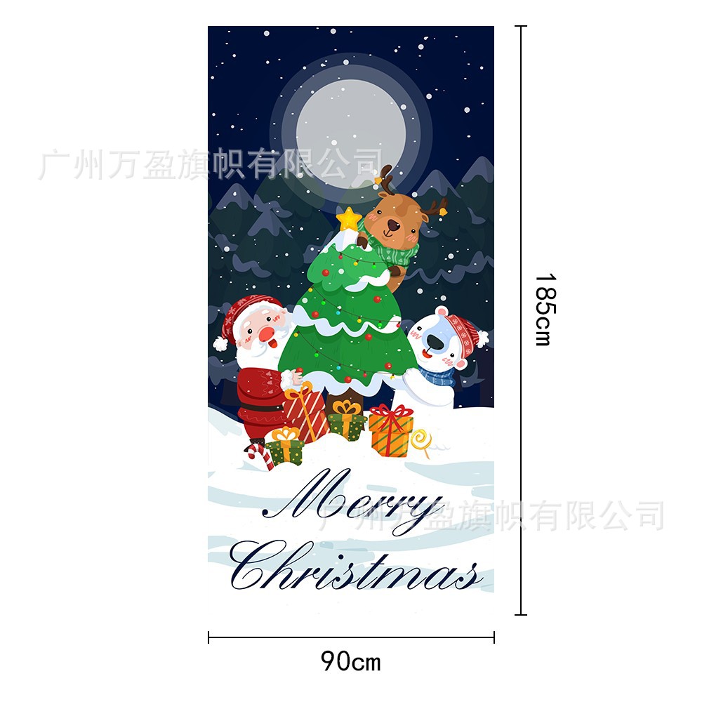 2025 nuevos productos de navidad cortina de bandera Santa Claus para ver la hoja de regalo decoración de tela colgante Bandera de bienvenida de Navidad