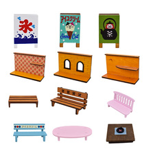 Zakka 窗子苹果仿木质背景板小长桌微缩食玩场景拍摄小道具摆件