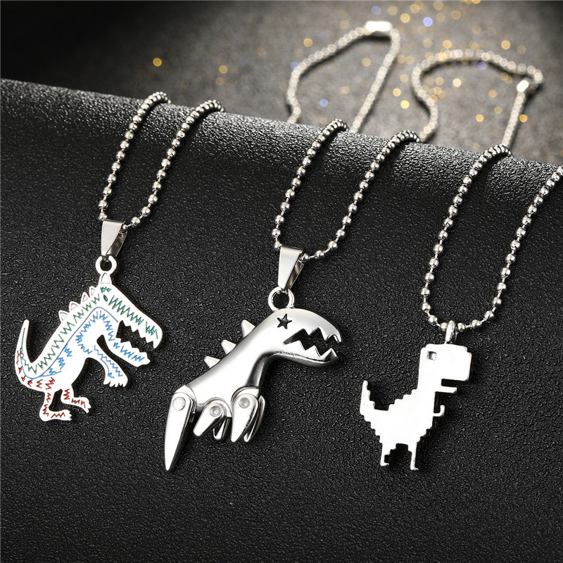 Fashion Cute Painted Small Dinosaur Alloy Necklace Wholesale display picture 1