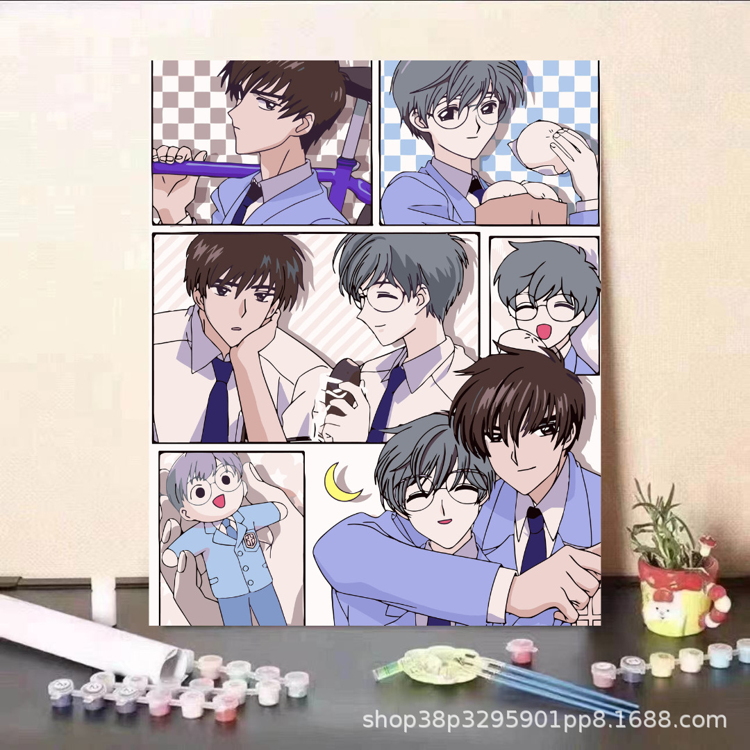 Pintura al óleo digital DIY dibujos animados para niños, estudiantes de Steele, pintura decorativa descomprimida, pintura animada