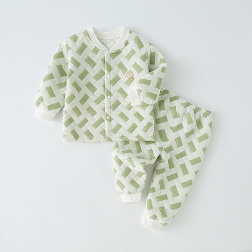 Baby Girl Warm Innerwear Set Autumn and Winter Separate Cotton Winter Clothes Fleece Children's Pajamas