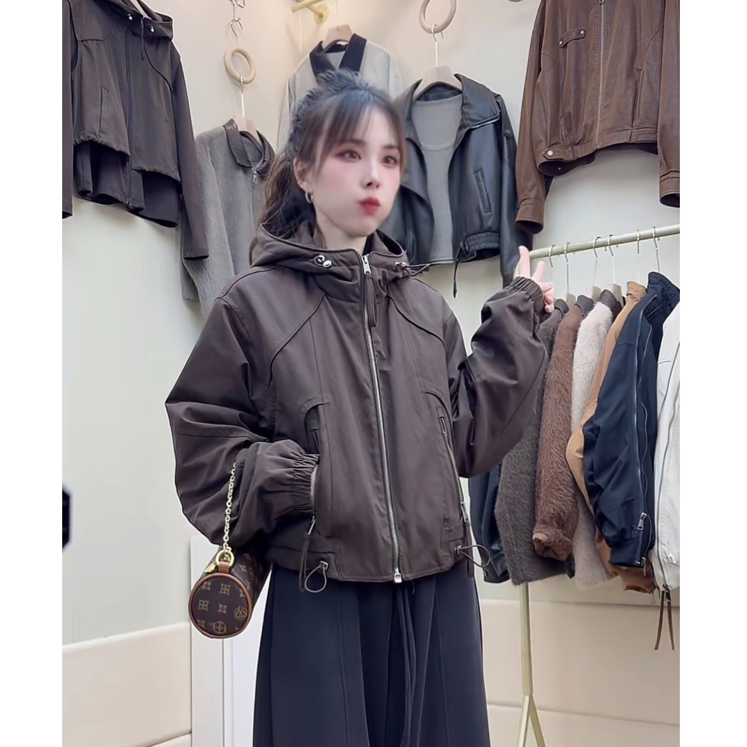 加棉加厚2026冬新款韩系时尚小个子百搭派克棉服女短款宽松外套女 女装厂家批发实拍图