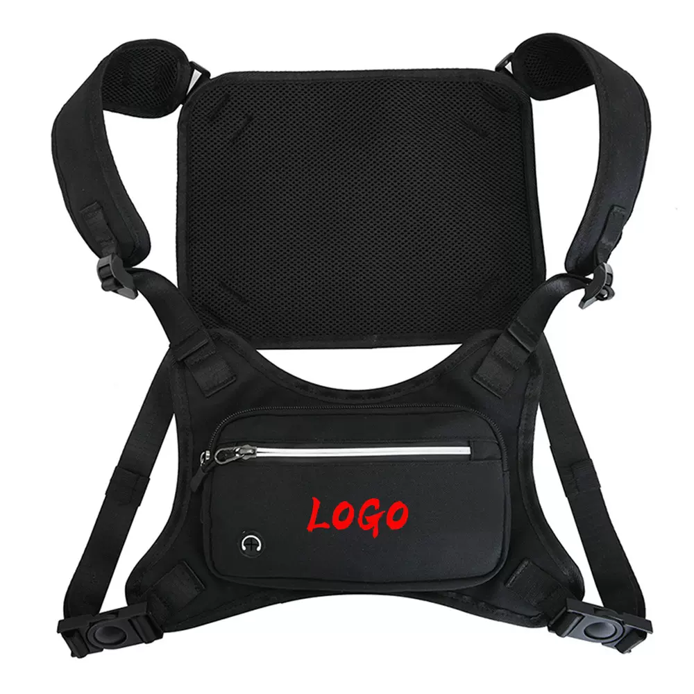 跨境新款可印字反光条战术胸包马甲夜间跑步徒步轻便运动胸包批发