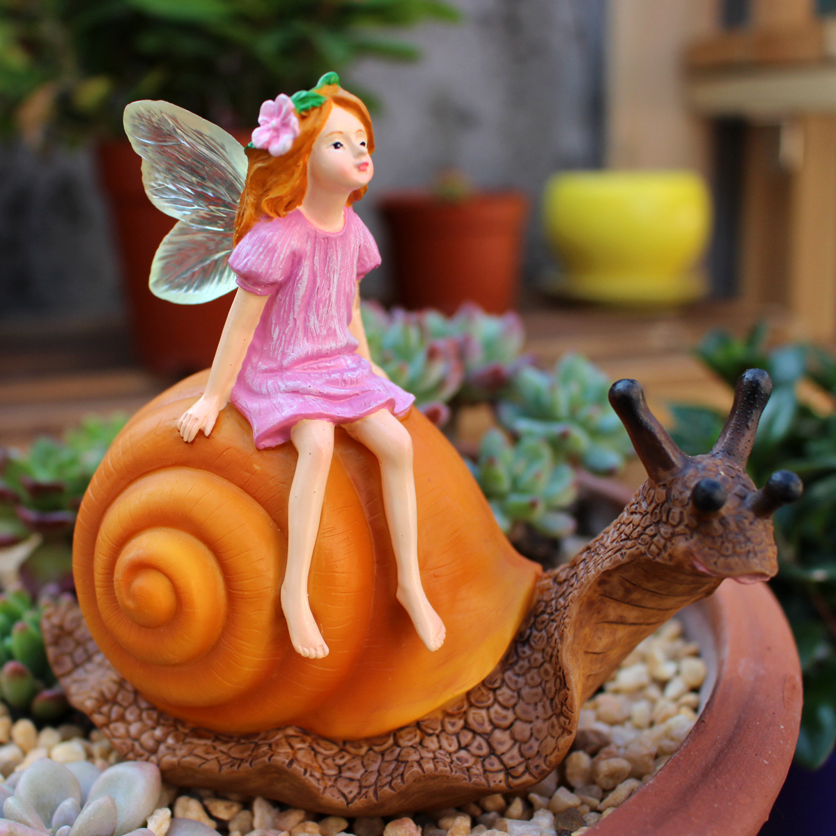Artificial snail flower fairy decoration resin animal model sculpture garden courtyard decoration outdoor bonsai decoration