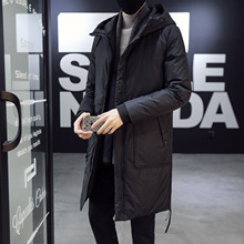 冬季新款男装韩版休闲加厚保暖纯色休闲外套中长款羽绒棉棉衣棉服