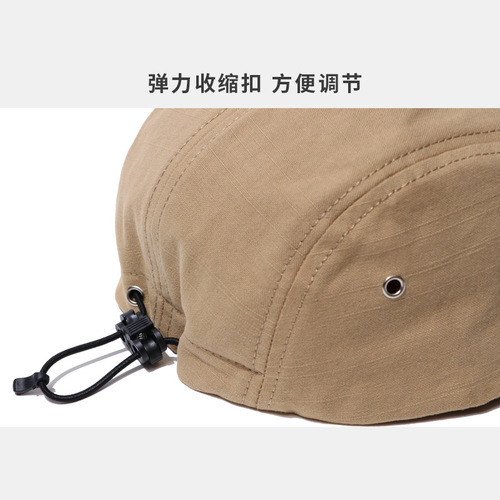 Niche camping hat Japanese simple solid color four-page drawstring peaked cap street couple men and women all-match baseball cap