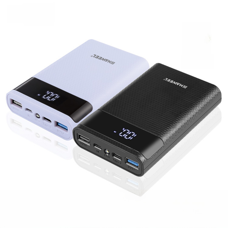 HAWEEL4節18650電池快充電盒 充電寶外殼 移動電源套雙USB電池盒