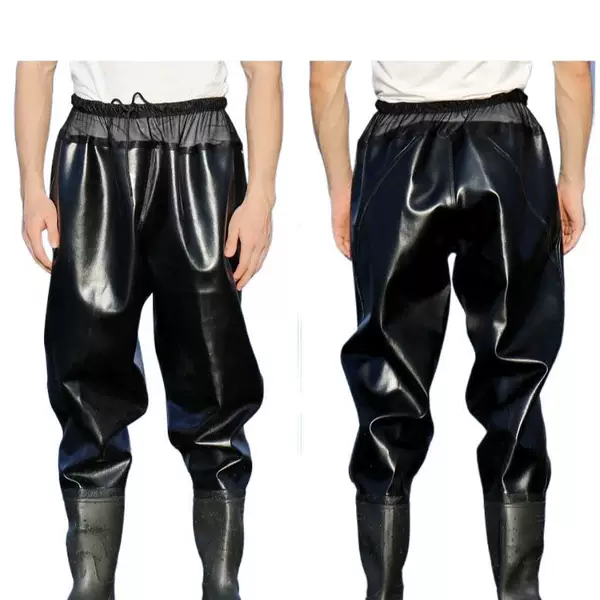 Waist-high waterproof and wear-resistant fishing waders with breathable full-body design and integrated rain boots