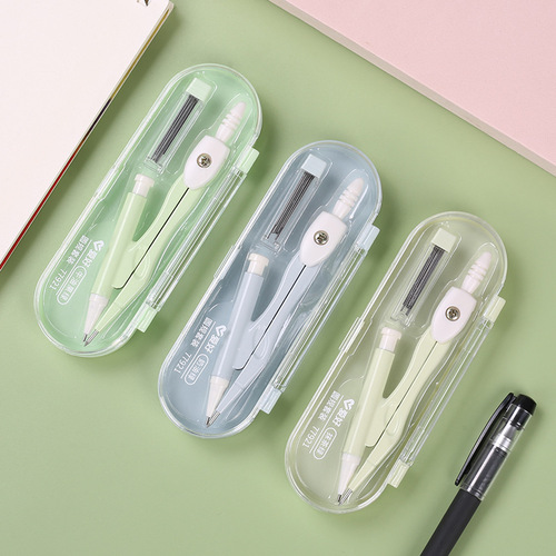 Hobby stationery Matcha green compass set student metal compass office drawing ruler exam 2-piece set