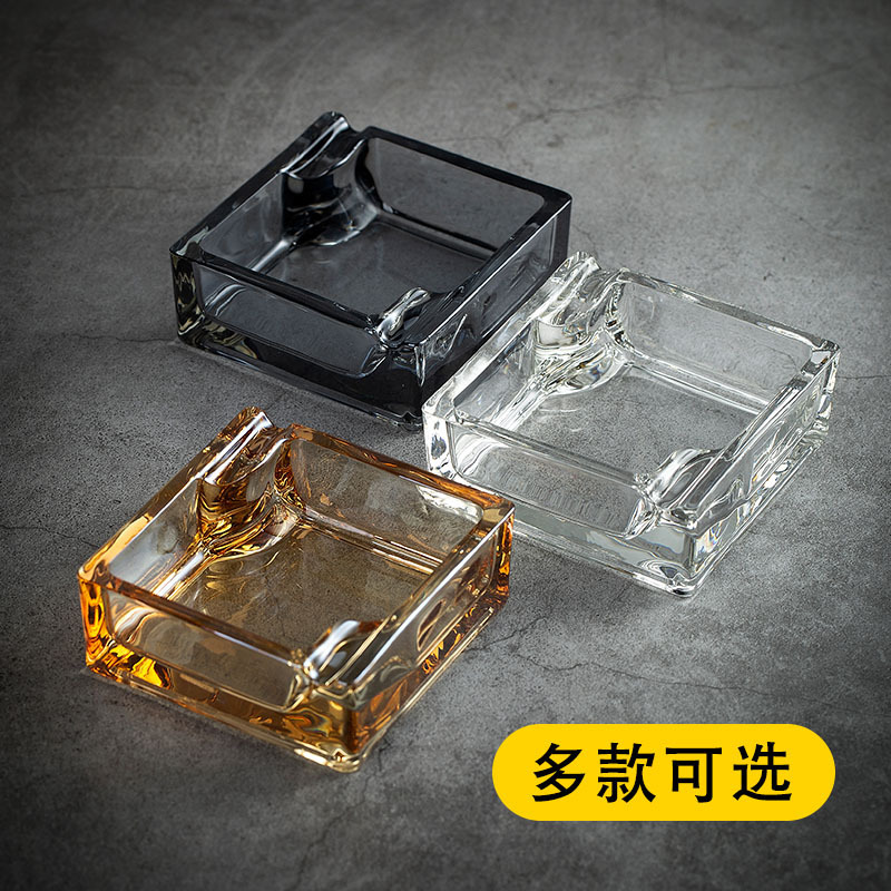 Hotel Crystal Glass Ashtray for Home Use, Living Room Ashtray, European-Style Clip-On Design, Luxury Bedside Accessory for Guest Rooms