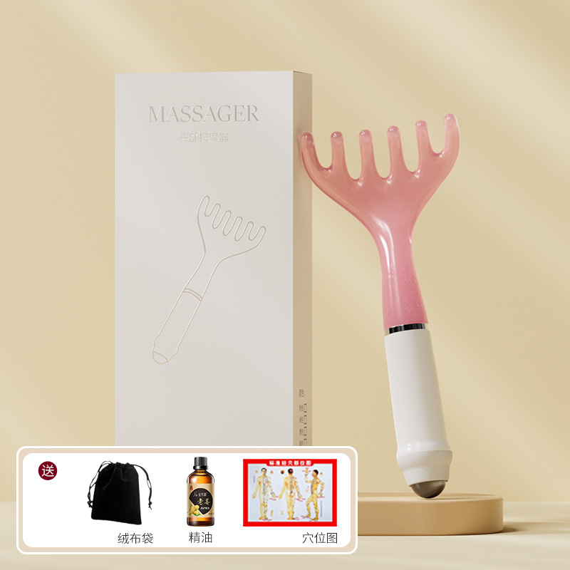 Pein de cuerno de ciervo, rastrillo pequeño, masaje de cinco dedos, peinado de cabello, garra de agarre del cuero cabelludo, meridianos, tratamiento de la cabeza, artefacto de rastrillo de músculos faciales caseros