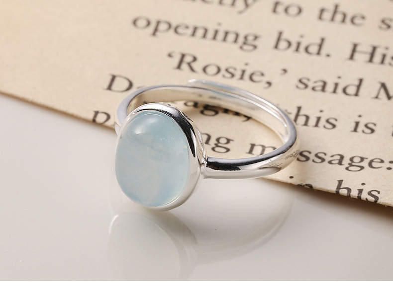 Sterling Silver Material Oval Pattern Wholesale Lady Oval Sterling Silver Plating Inlay Natural Stone Rings