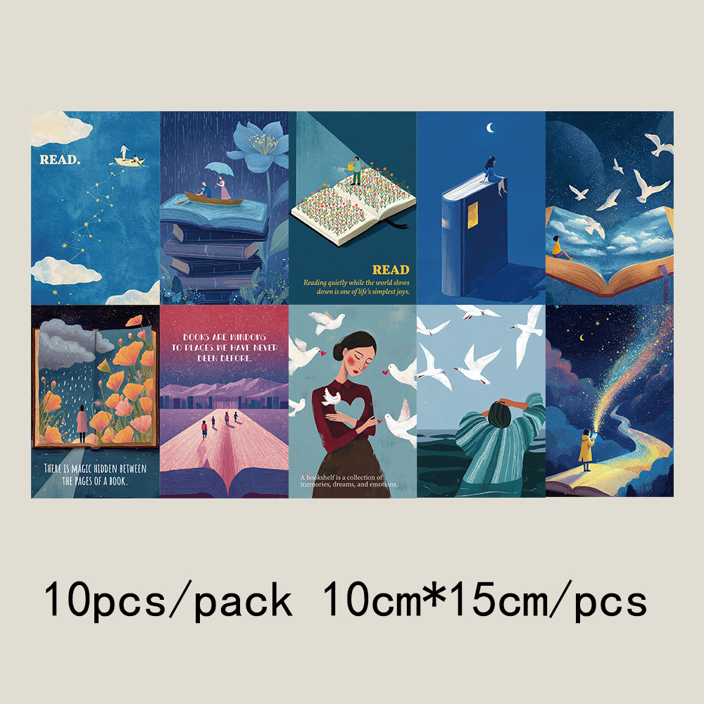 10 tarjetas de tinta micro tarjetas postales de dibujos animados de alto nivel dormitorio posters de pared decoración de fondo pegatinas de pared