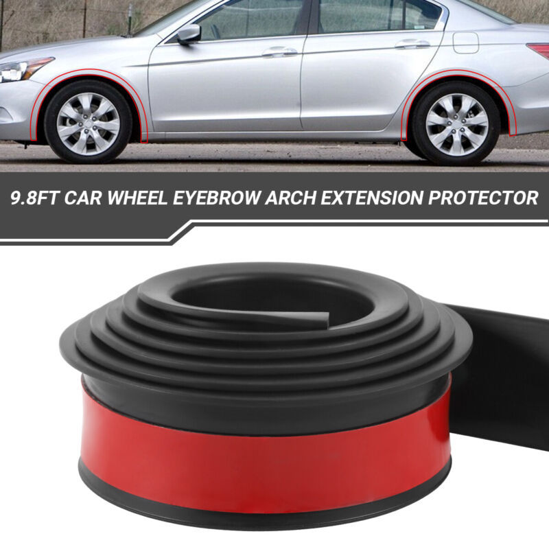 3M/ 9.8FT Black Rubber Car Wheel Eyebrow Arch Trim Fender Fl