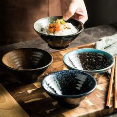 家庭用丼 和風斗笠ボウル 小型セラミック 4.5inch クリエイティブスレッド