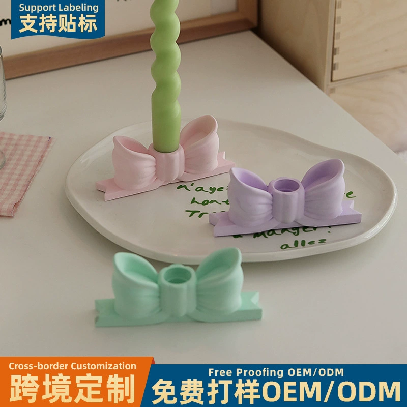 Домашний декор длинный стержень свечи гипсовый бант подсвечник предприятие на заказ подарок подарок OEM ODM