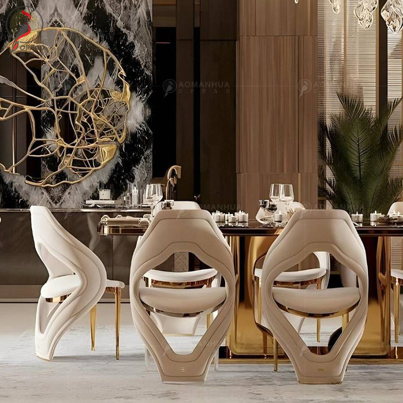 Light Luxury Stainless Steel High-End Dining Chair Modern Simple Home Velvet High-End Single Chair Villa Back Chair