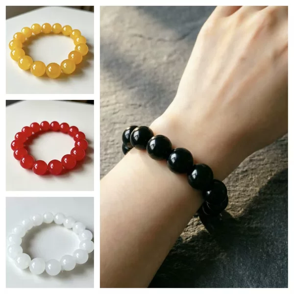 8/10/12 Imitation Natural Agate Bracelet Glass Beads Round Beads Single Circle Hand Jewelry Wholesale from Market Stalls