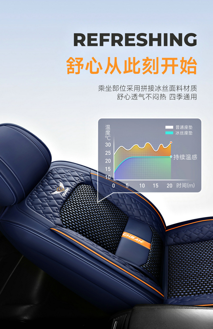 2025 New All-Inclusive Nappa Leather Ice Silk All-Season Car Seat Cushion