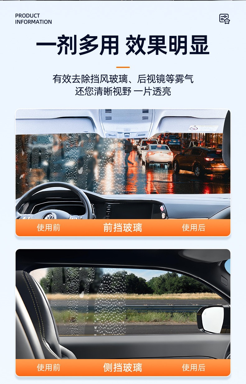 Suitable for Meijun automobile glass anti-fog agent, long-lasting non-fogging for front windshield, car windows, and rearview mirrors