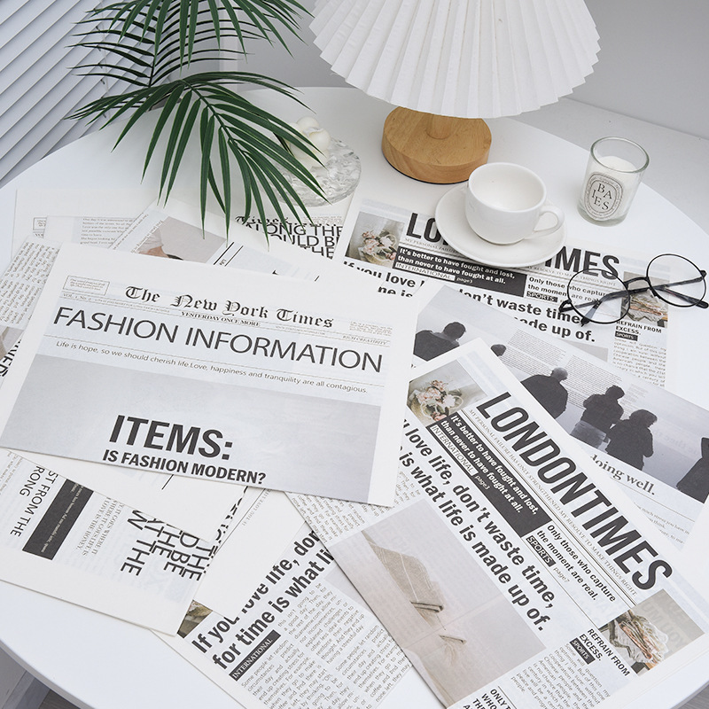 ins Internet celebrity English newspaper photography props fashion furniture model room clothing store decoration photography background decoration