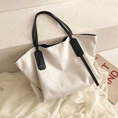 2020 new pattern High-capacity leisure time Canvas bag student Attend class The single shoulder bag Korean Edition Lazy wind portable Totes