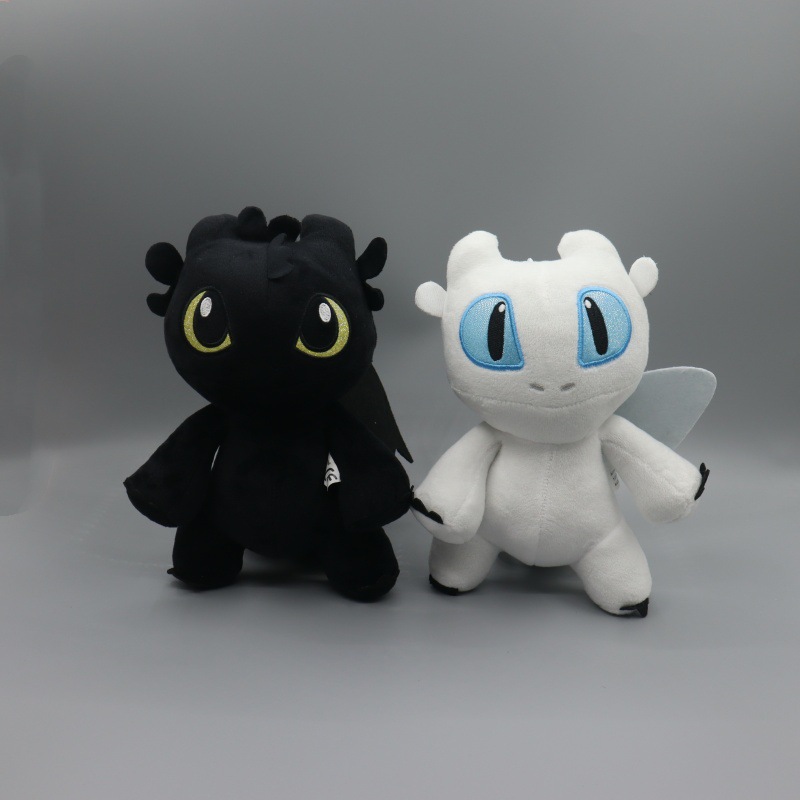 New cross-border standing black and white little flying dragon plush toy, Toothless dragon trainer, cute plush pendant, claw machine doll
