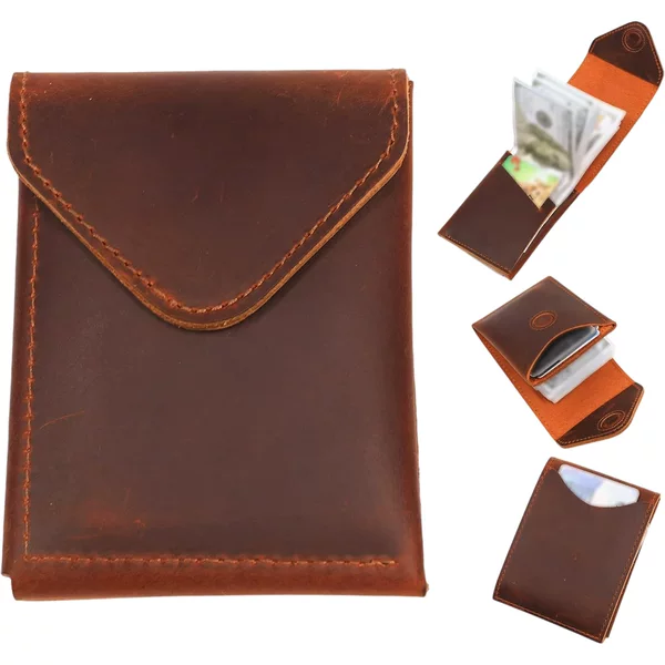 Amazon Crazy Horse Leather Vintage Short Ultra-Thin Genuine Leather Wallet with Magnetic Closure Coin Purse Casual Men's Wallet