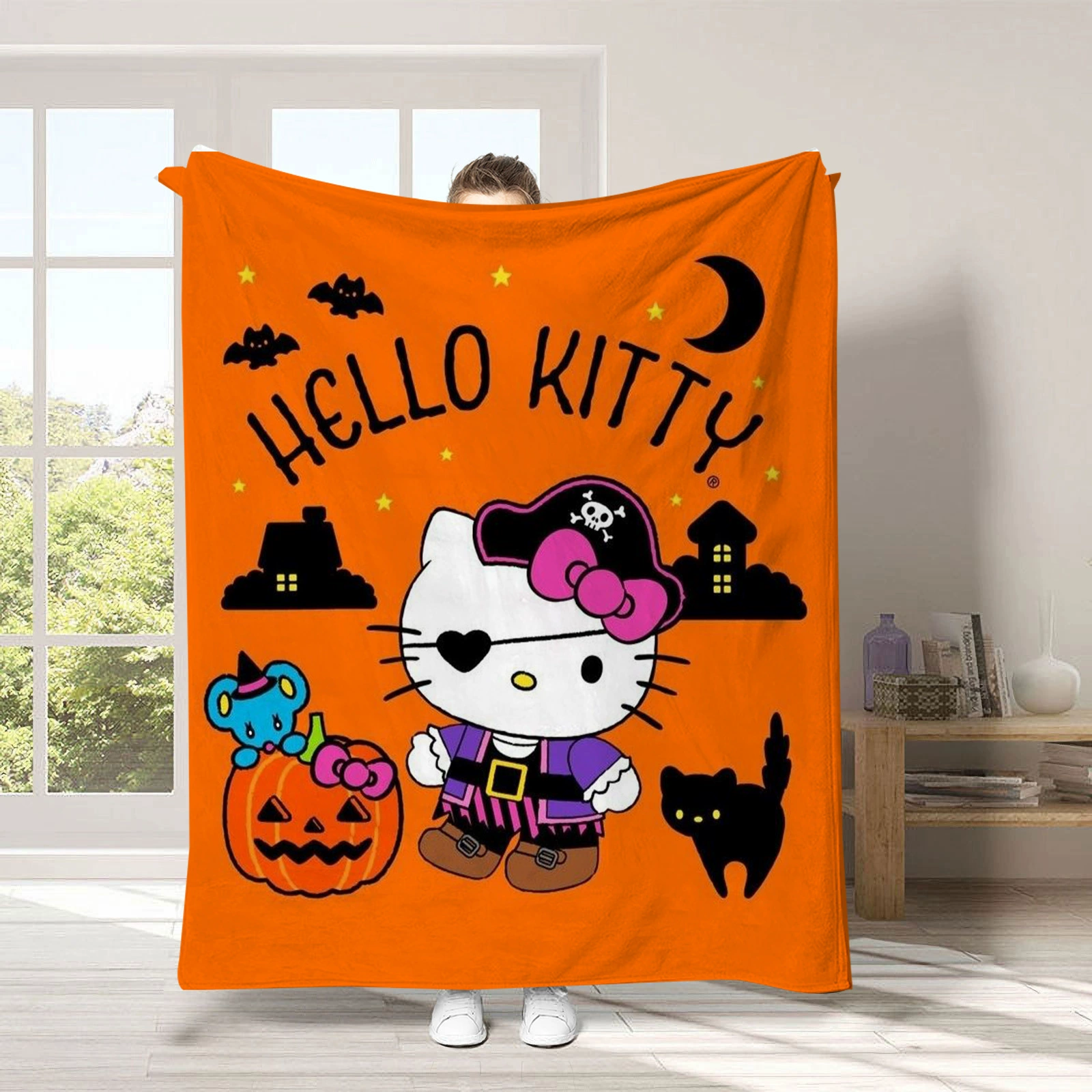 Hello kitty, детское одеяло для сна, диван для сна, хэллоуин, увеличенная толщина, (跨境贸易)