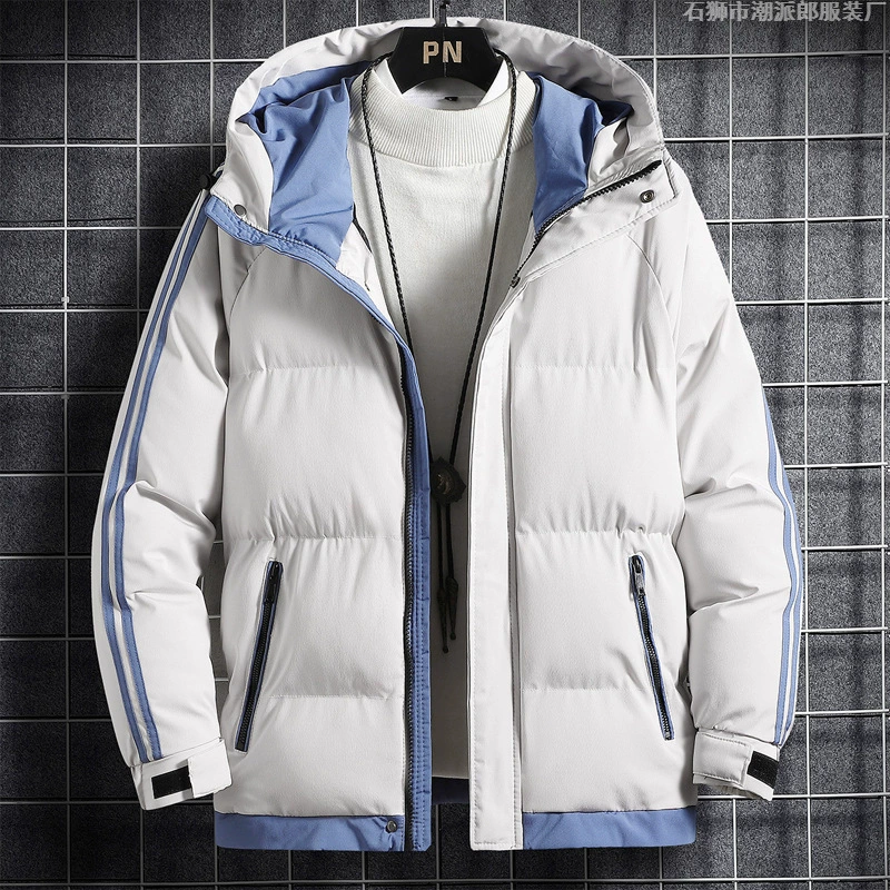 Мужская хлопковая куртка 2025 года, новая зимняя модель в корейском стиле, свободная, большого размера, с капюшоном, утепленная, теплая.