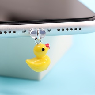 Mobile Phone Dust Plug Cute Yellow Duck Shape Mobile Phone Dust Plug Resin Duck Shape Pendant for DIY Mobile Phone