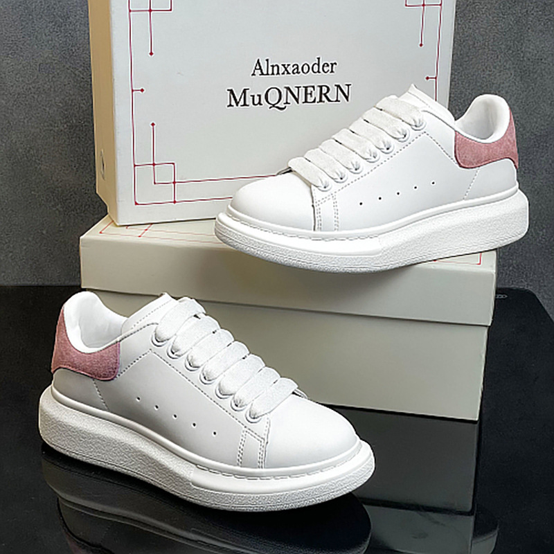2023 New Spring and Autumn Explosions Su McQueen White Shoes Women's Shoes Rouge Pink Sports Korean Style Thick-soled All-match Board Shoes