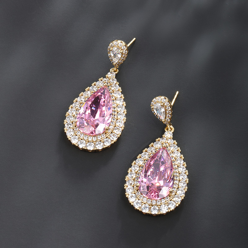 Pendientes en forma de gota de agua de aleación de cobre xuping en verano, pendientes de alta costura, pendientes de nicho, pendientes elegantes retro europeas y americanas