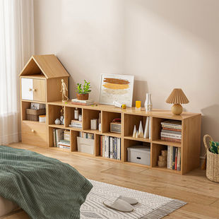 Children's Bookshelf Floor-Standing Storage Rack Classroom Student Storage Locker Bedside Wall Combination Grid Cabinet Low Bookcase