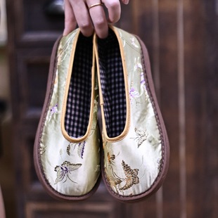 2025 New Summer Style Pure Handmade Mulberry Silk Cloth Shoes for Women Chinese Style Retro Flats Ethnic Style Women's Shoes