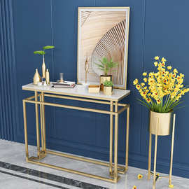 北欧大理石金色走廊过道玄关桌客厅装饰隔断新中式轻奢靠墙边桌