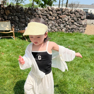 Ins Girls Summer Outwear Thin Breathable Outdoor Sun Protection Clothing Baby Summer Color Kidsren's Cardigan Air-Conditioned Clothing