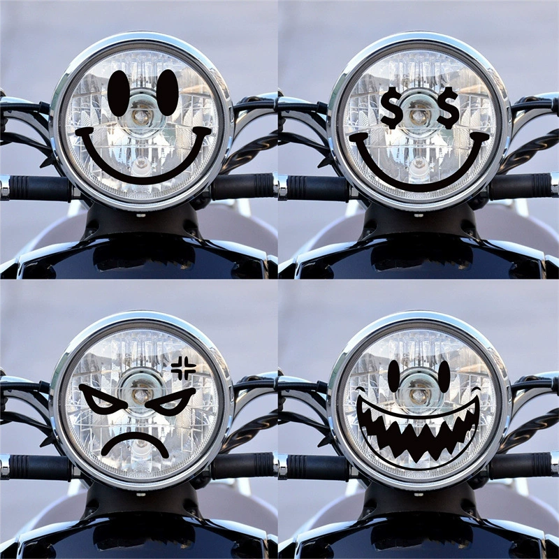 Аккумулятор автомобильная лампа наклейка милое выражение наклейка на фару мотоциклетный шлем креативный смайлик Водонепроницаемая Автомобильная наклейка