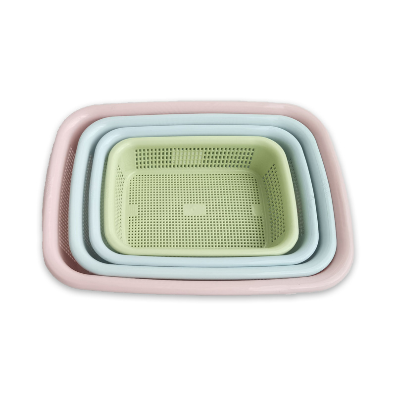 Cesta de drenaje Cesta de plástico engrosada Tamiz de arroz doméstico Cesta de frutas y verduras Cesta de almacenamiento rectangular Cesta de clasificación exprés Tamiz cuadrado