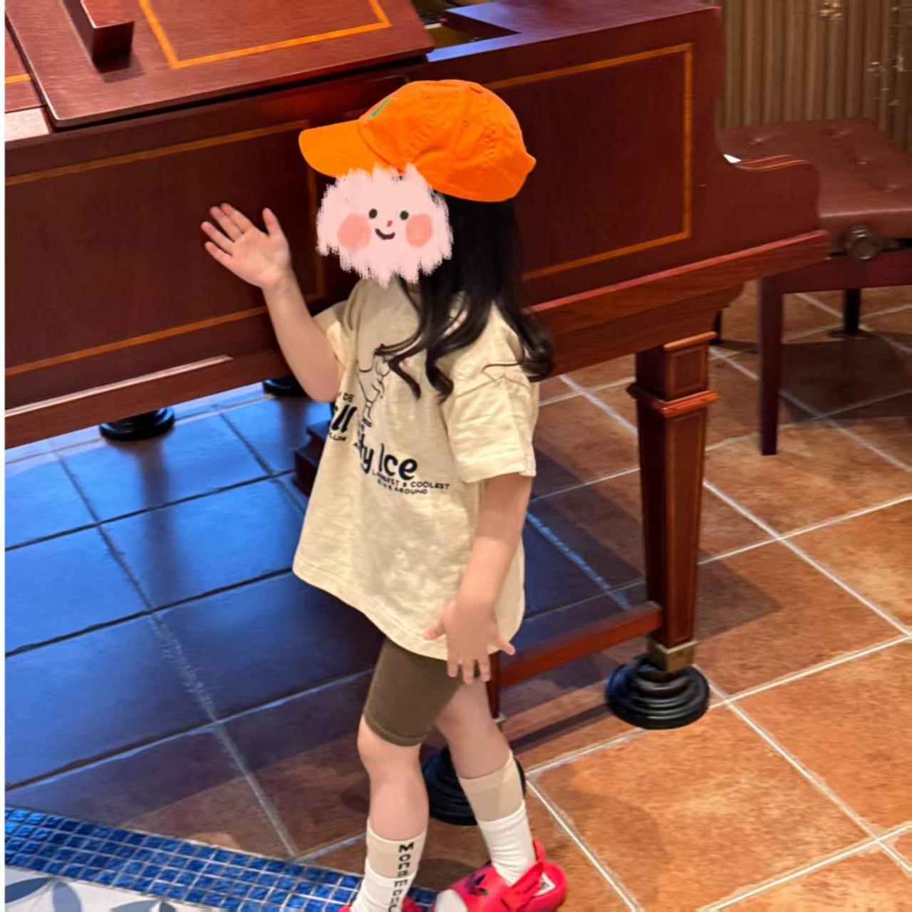 Korean Style Girl's Letter Print Short-sleeved 2025 Spring New Fashionable All-match Simple Riding Pants Two-piece Set